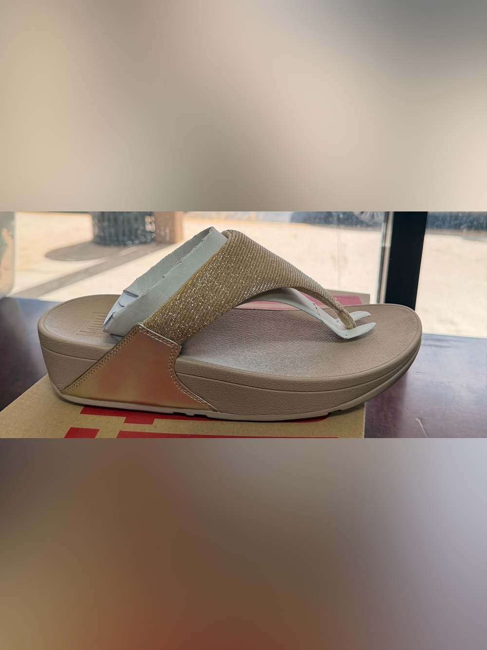 Fitflop Beige & Gold Thong Sandals